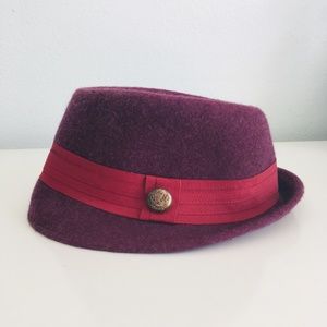 EUC Wool Trilby Fedora Hat w/ Button